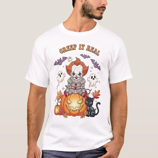 Camiseta Creep It Real Halloween Clown (Anverso)