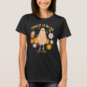 Camiseta Creep It Real Halloween Fantasma Retro Groovy