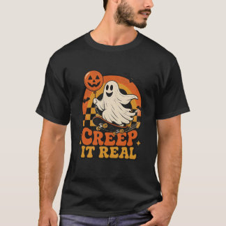 Camiseta Creep It Real Halloween Fantasma Skateboard