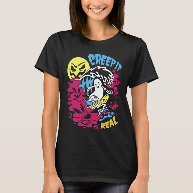 Camiseta Creep It Real Halloween Men Women Kids Surfing Gho (Anverso)