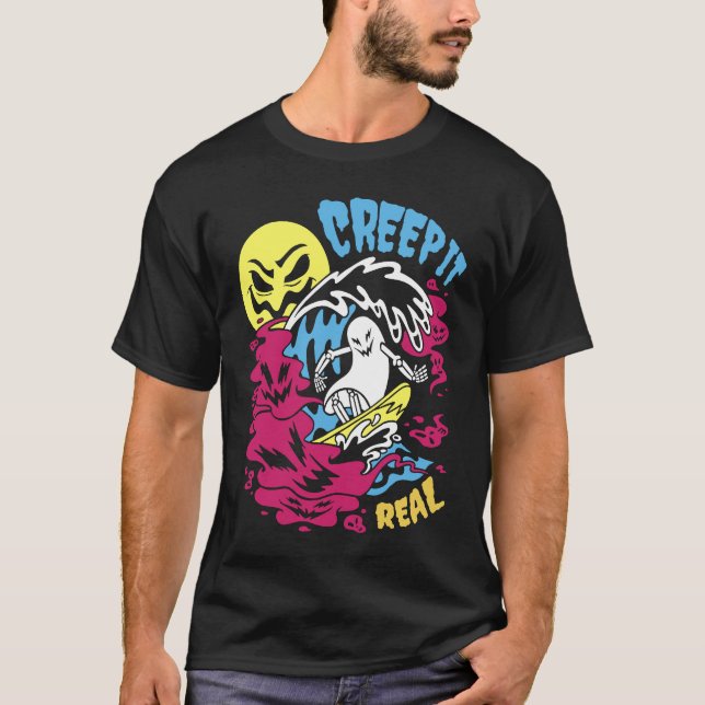 Camiseta Creep It Real Halloween Men Women Kids Surfing Gho (Anverso)