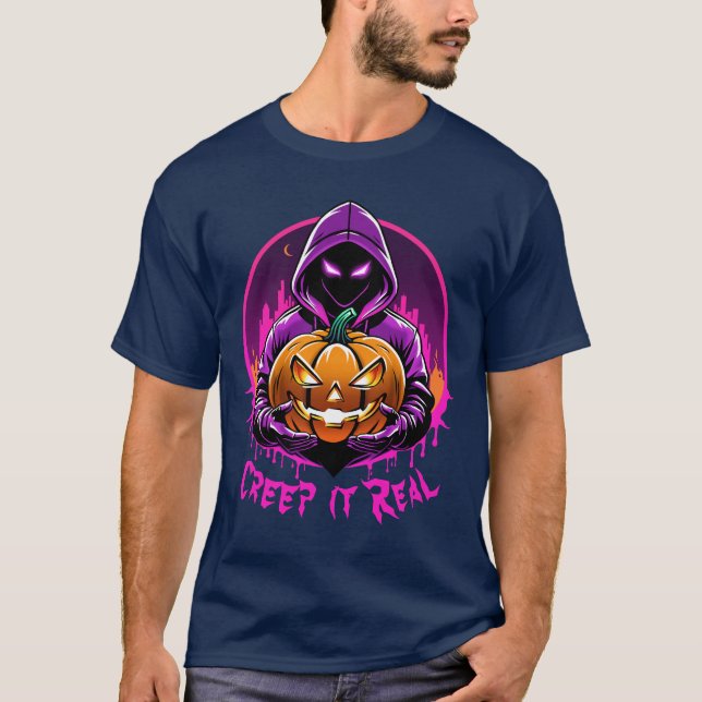 Camiseta Creep it Real, Horror ilustracion Halloween (Anverso)