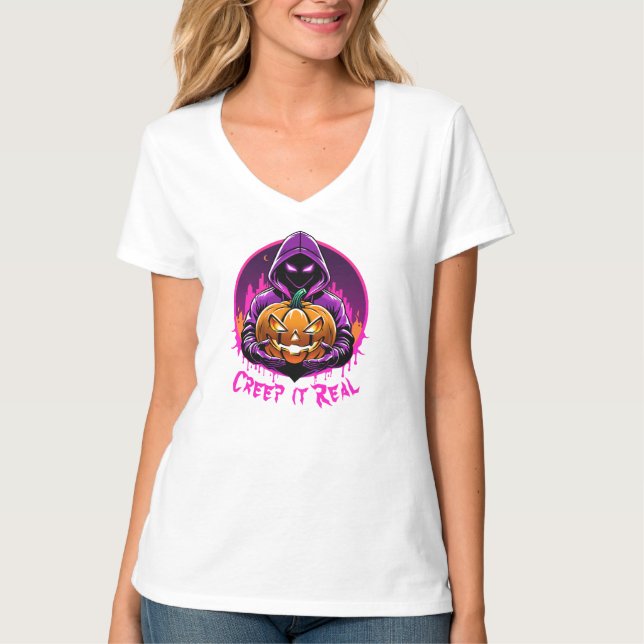 Camiseta Creep it Real, Horror ilustracion Halloween (Anverso)