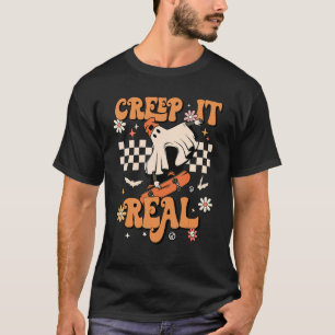Camiseta Creep It Real Retro Halloween Party Fantasma Skate