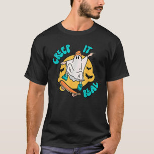 Camiseta Creep It Real Retro Skateboarding Ghost Halloween