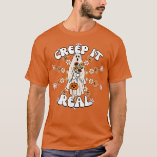 Camiseta Creep it Real Retro Vintage Ghost Pumpkin Hallowee