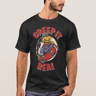 Camiseta Creep it Real Scarecrow Riendo en Skateboard