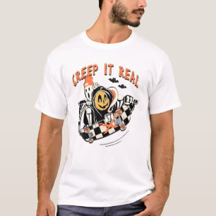 Camiseta Creep It Real Skater Boy Ghost Pumpkin Skeleton Sk