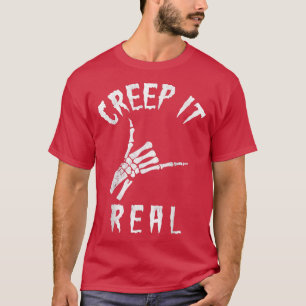 Camiseta Creep It Real Skeleton Hand Men Shaka Funny Spooki