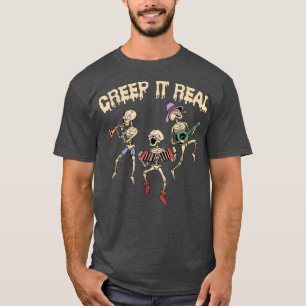 Camiseta Creep It Real Skeleton Jugando Música Graciosa Hal