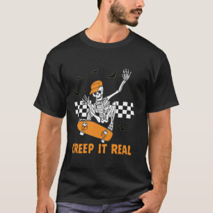 Camiseta Creep It Real Skeleton Skateboarding Fantasma