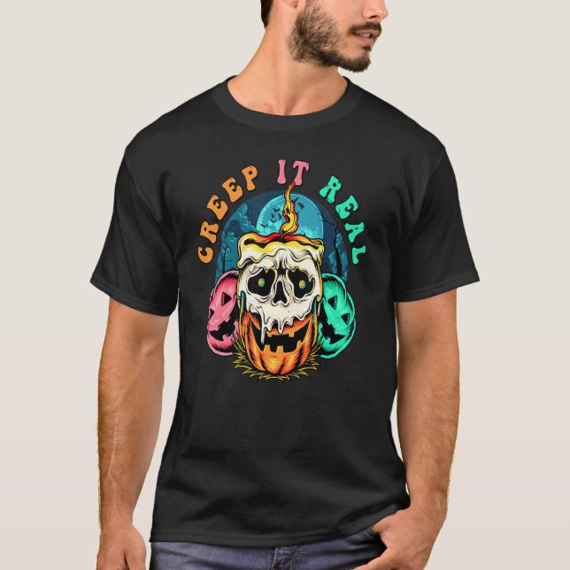 Camiseta Creep It Real Skull Spookkin Tees Halloween (Anverso)