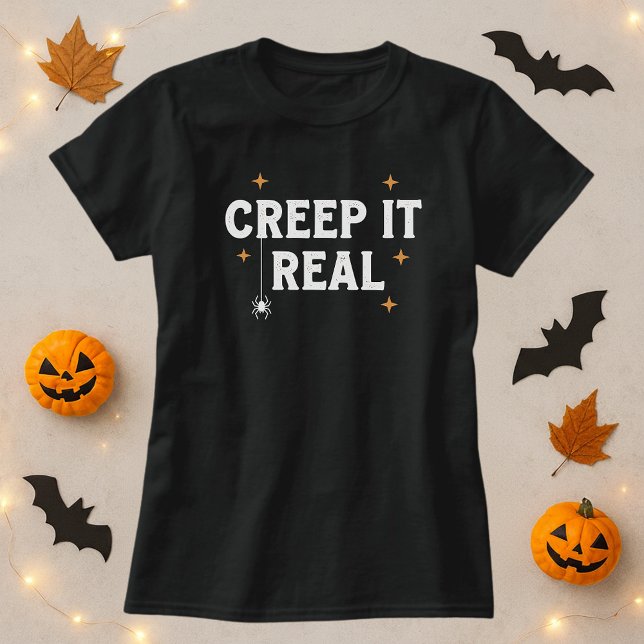 Camiseta Creep It Real White Spider Pun Halloween (Subido por el creador)