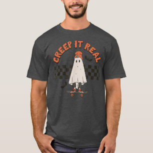Camiseta Creep It Reel Skateboard Ghost Cute Boo Happy Hall