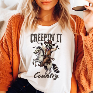 Camiseta Creepin' It Country Vintage Mapache Halloween