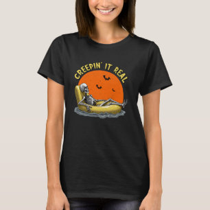Camiseta Creepin It Real Funny Halloween Skeleton Relajació