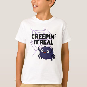 Camiseta Creepin It Real Funny Halloween Spider Pun