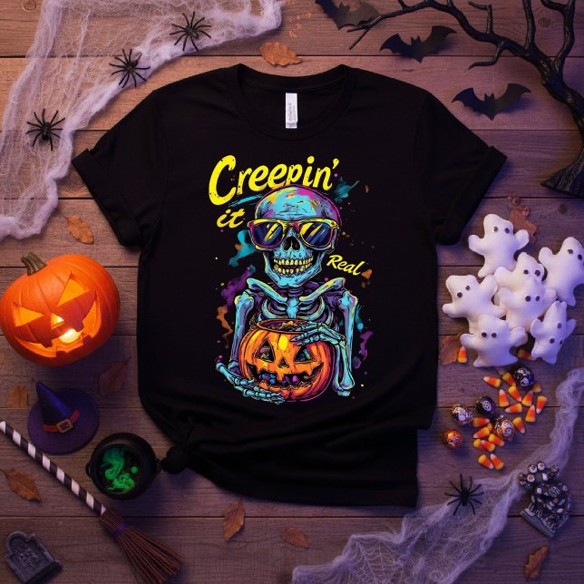 Camiseta Creepin’ It Real - Funny Spooky Halloween Skeleton (Subido por el creador)