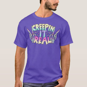 Camiseta Creepin it Real Pastel Gótico Skeleton estético Ha