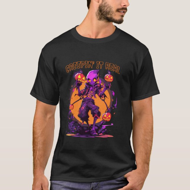 Camiseta Creepin It Real Skull Skeleton Witch Creepy Demon (Anverso)