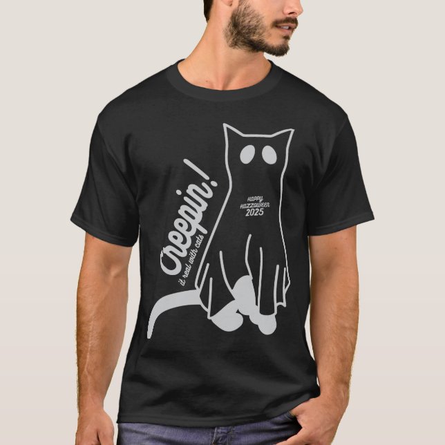 Camiseta Creepin’ It Real with Cats – Funny Halloween (Anverso)
