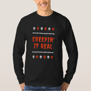 Camiseta Creepit It Real Halloween Pun Creepy Skeleton Bon