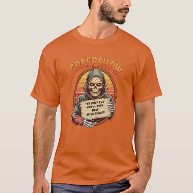 Camiseta Creepshow Skeleton Retro Sunset Funny Scary girl (Anverso)