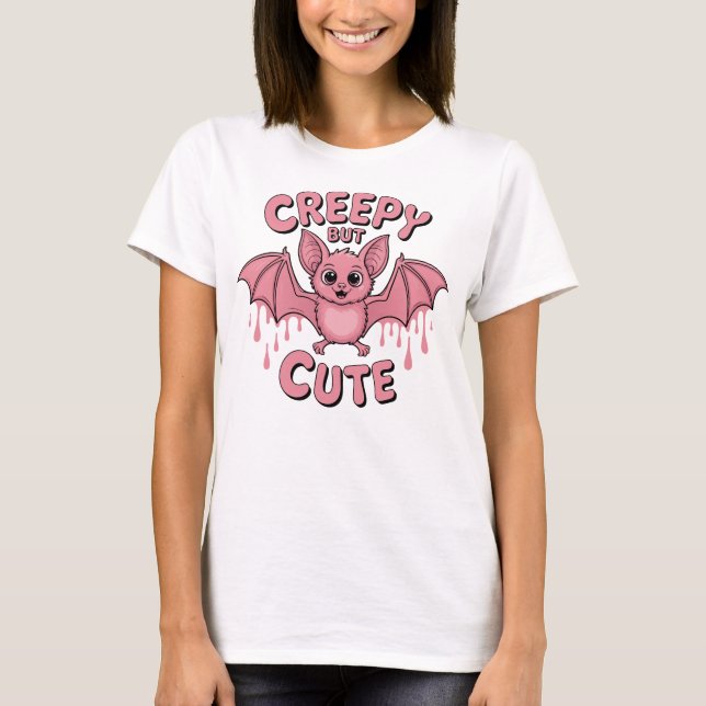 Camiseta Creepy But Cute Pink Bat (Anverso)