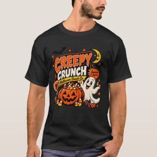 Camiseta Creepy Crunch Retro Halloween Fantasma Calabaza