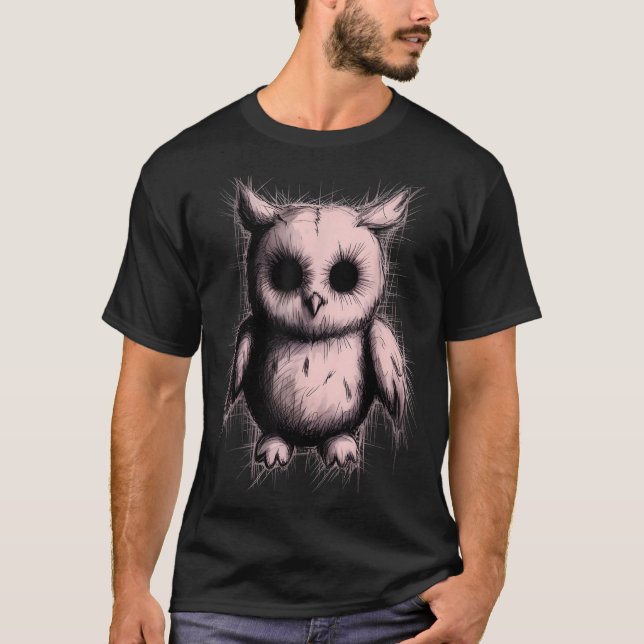 Camiseta Creepy Cute Goth Owl Horror Sketch Alt Nge Evil  (Anverso)