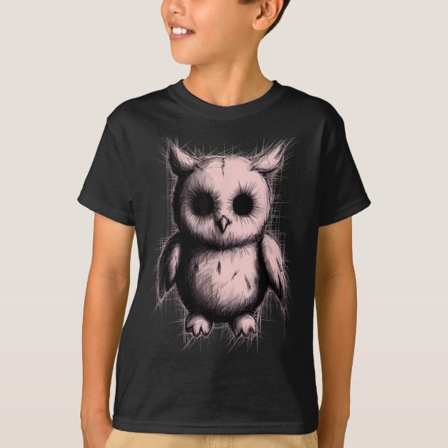 Camiseta Creepy Cute Goth Owl Horror Sketch Alt Nge Evil  (Anverso)