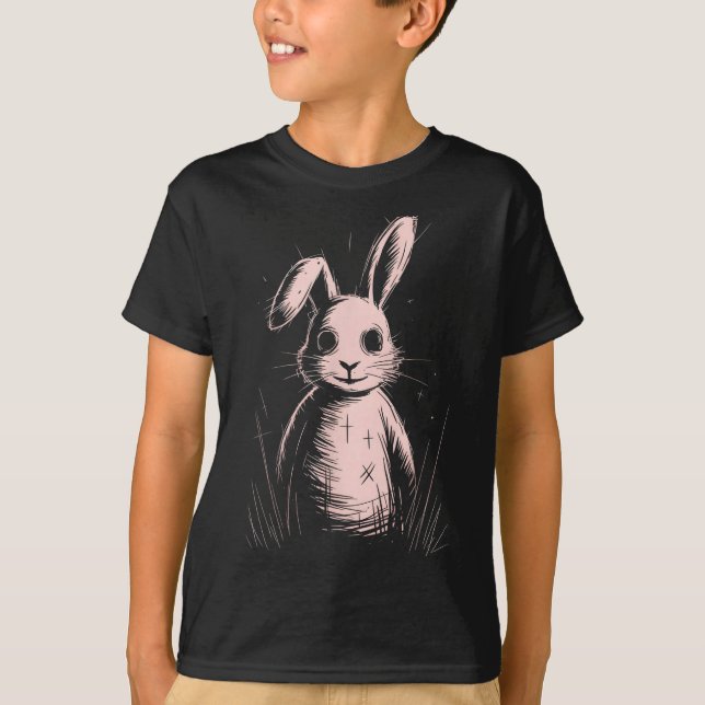 Camiseta Creepy Cute Goth Rabbit Horror Bunny Sketch Alt Ng (Anverso)
