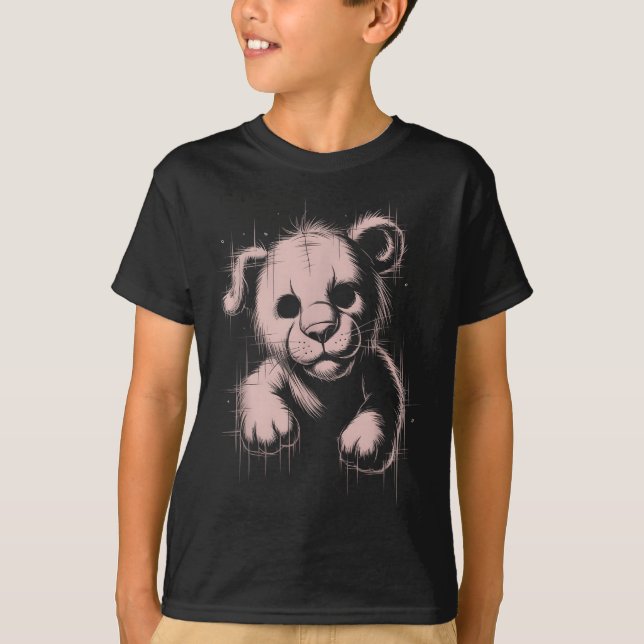 Camiseta Creepy Cute Goth Teddy Lion Horror Sketch Nge Bear (Anverso)