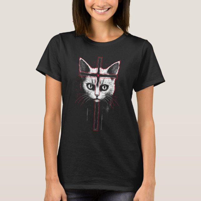 Camiseta Creepy Cute Gothic Cat Occult Satanic Pastel Goth  (Anverso)
