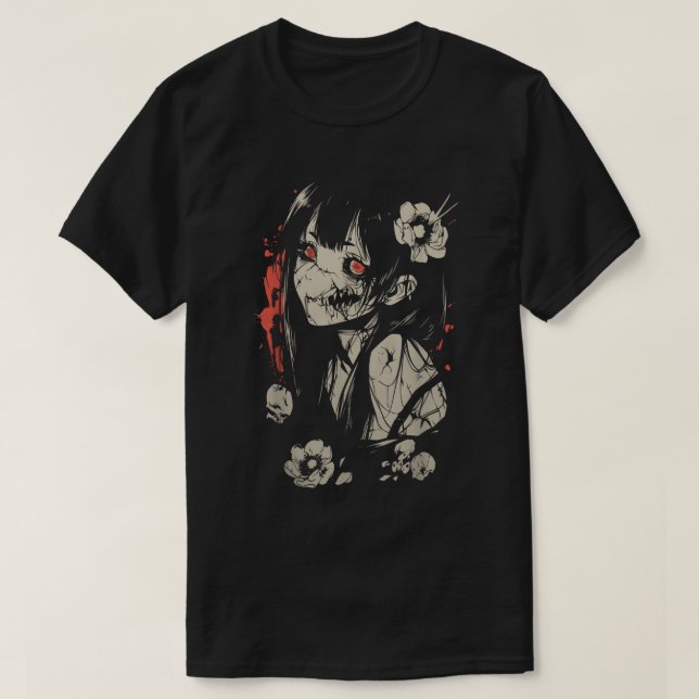 Camiseta Creepy Cute Horror Anime Girl Gothic Art (Diseño del anverso)