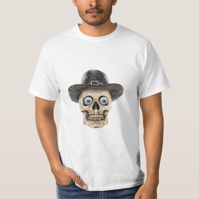 Camiseta Creepy Cute Skull Wearing Hat T-Shirt (Anverso)