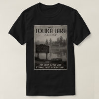 Creepy Foggy Lake Town Vintage Travel Poster Hallo