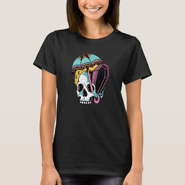 Camiseta Creepy Halloween Skull Coffin Melancholy (Anverso)