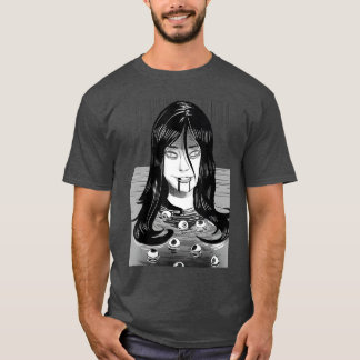 Camiseta Creepy Horror Manga Anime Woman Eyes Bathtub Hallo