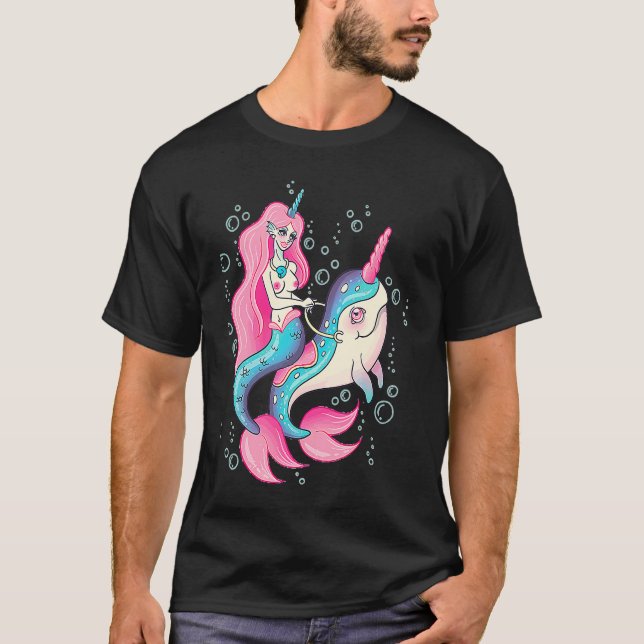 Camiseta Creepy mermaid riding on a unicorn narwahle Alt sa (Anverso)