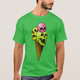 Camiseta Creepy Skulls Icecream Horror Colorful Halloween D