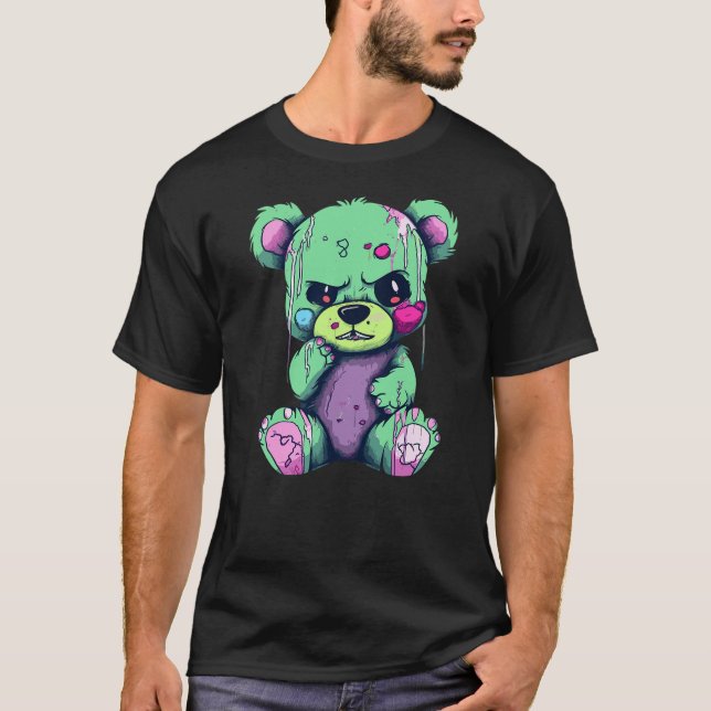Camiseta Creepy Teddy Bear Pastel Goth Stuffed Toy Menhera  (Anverso)