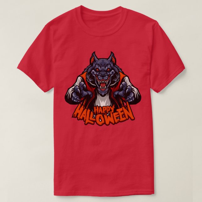 Camiseta Creepy Werewolf Happy Halloween (Diseño del anverso)