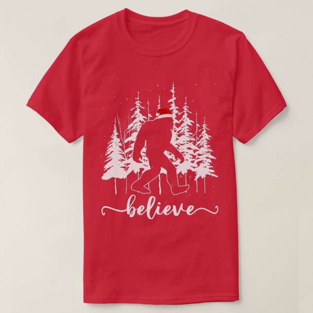 Camiseta Creer árbol de navidad grande de luz Santa Squatch (Diseño del anverso)