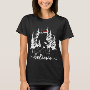 Camiseta Creer árbol de navidad grande de luz Santa Squatch