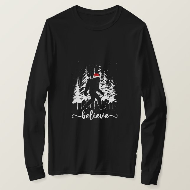 Camiseta Creer árbol de navidad grande de luz Santa Squatch (Anverso del diseño)