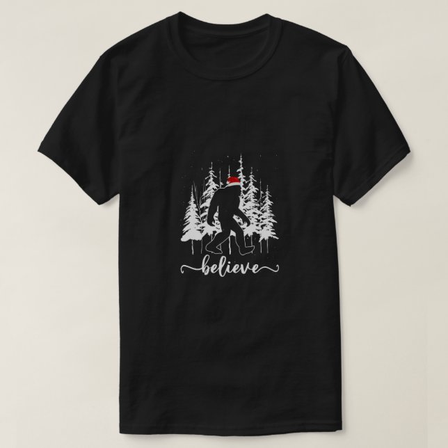 Camiseta Creer árbol de navidad grande de luz Santa Squatch (Diseño del anverso)