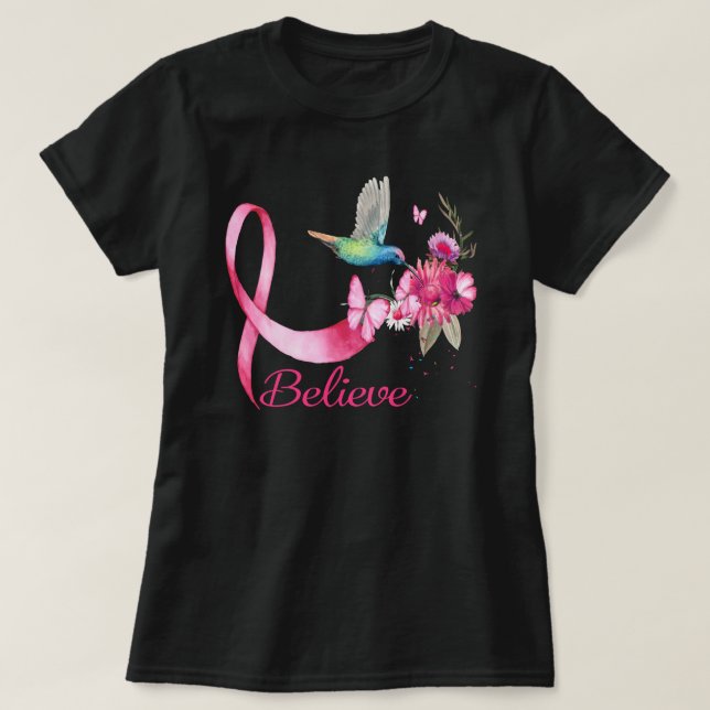 Camiseta Creer Conciencia sobre el cáncer de mama con la ci (Diseño del anverso)
