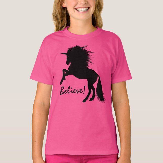 Camiseta "Creer" de Unicornio negro (Anverso)