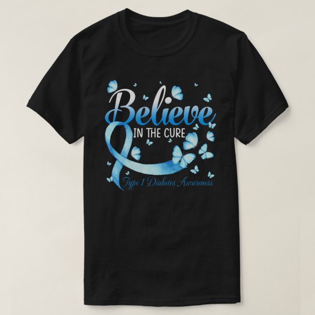 Camiseta Creer En La Cura De La Conciencia Sobre La Diabete (Diseño del anverso)